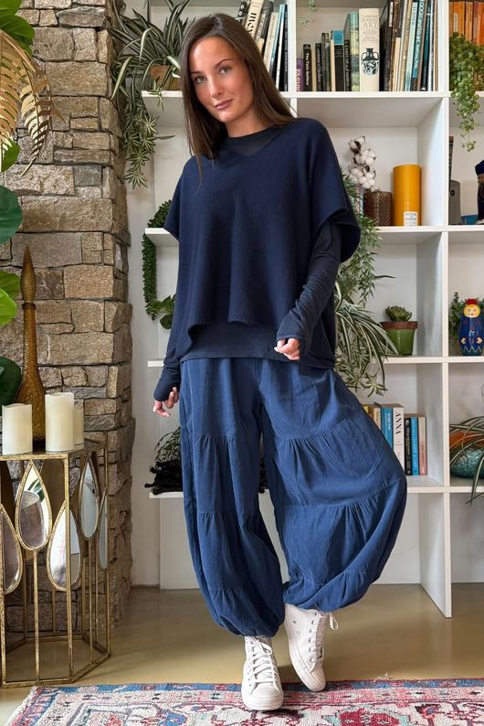 Basso Baby Cord Tiered Cuff Pant Navy